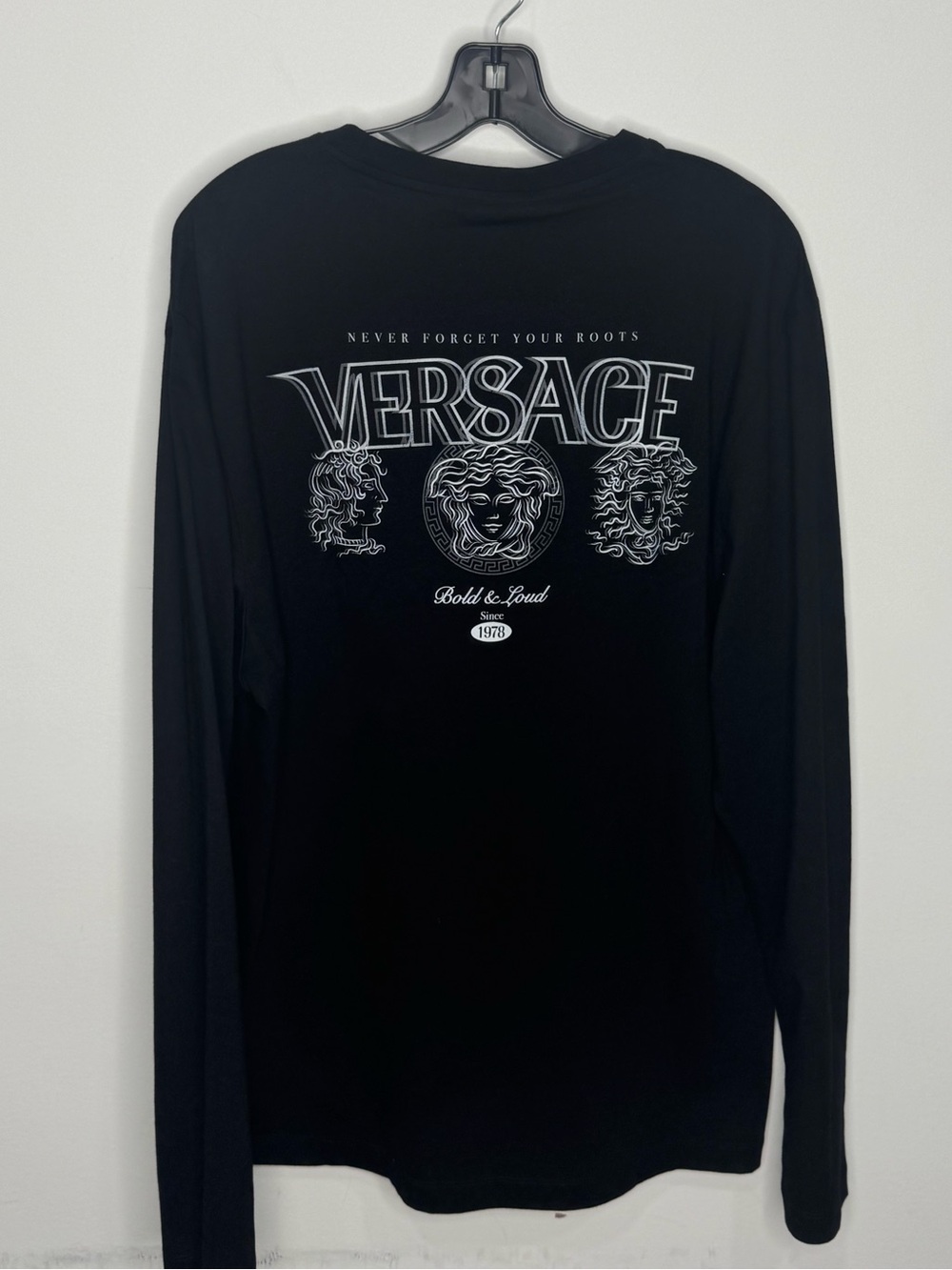 Versace Long-Sleeve T-Shirt Logo Print Black Men’s XL